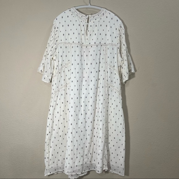 Women’s 100% Cotton Cream Embroidered Floral PTP 22” Midi Dress Boho Peasant EUC - Picture 5 of 10